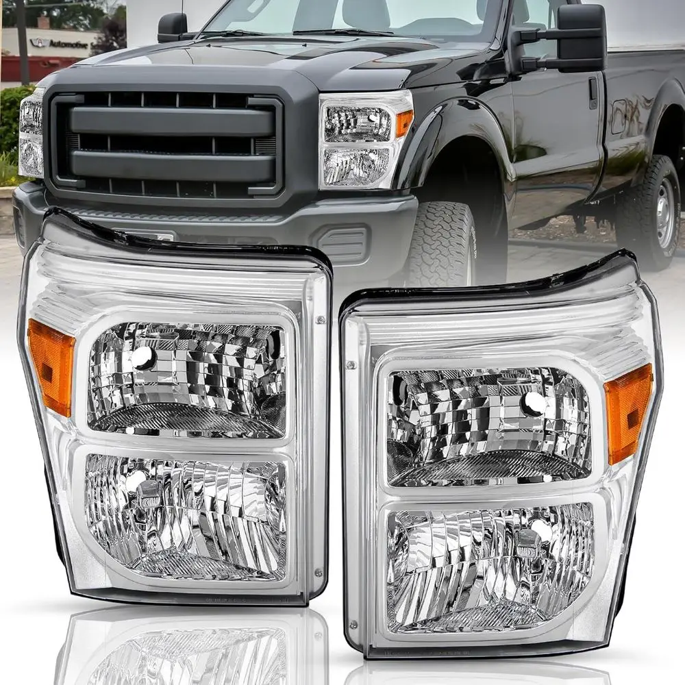 Headlight Assembly Set for 11-16 Ford F-250 F-350 F-450 F-550 Super Duty (Chrome Housing with Amber Reflector, Pair)
Headlight Assembly Set for 11-16 Ford F-250 F-350 F-450 F-550 Super Duty (Chrome Housing with Amber Reflector, Pair)