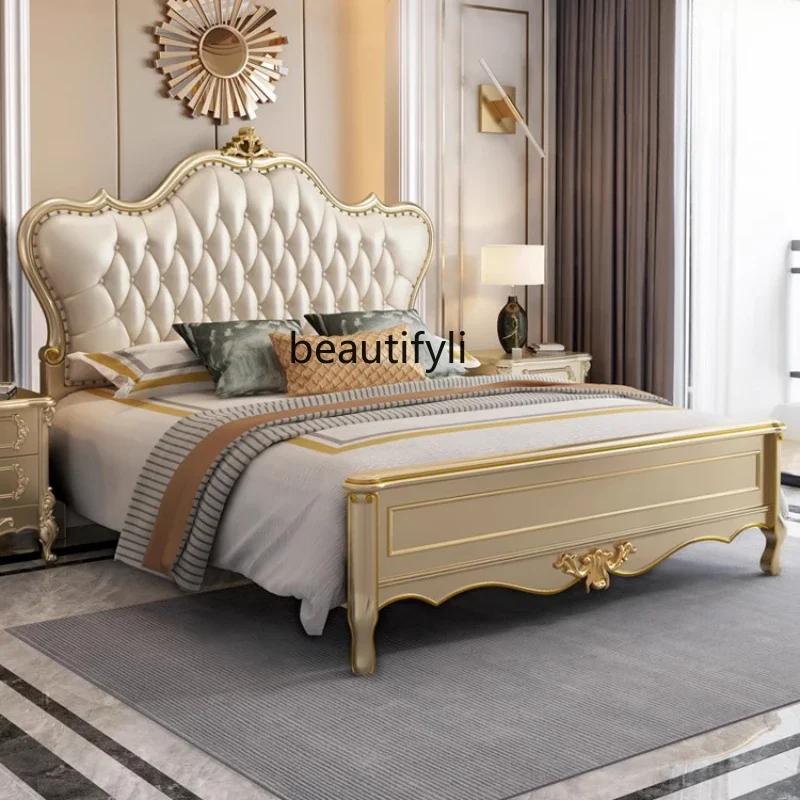 American Solid Wood Light Luxury Double Bed Master Bedroom High-End European Genuine Leather Marriage Bed French Style
American Solid Wood Light Luxury Double Bed Master Bedroom High-End European Genuine Leather Marriage Bed French Style