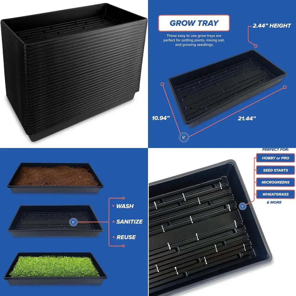 Черные 20 x 10-дюймовые лотки для выращивания семян с дренажем для внутреннего садоводства в теплице
Черные 20 x 10-дюймовые лотки для выращивания семян с дренажем для внутреннего садоводства в теплице