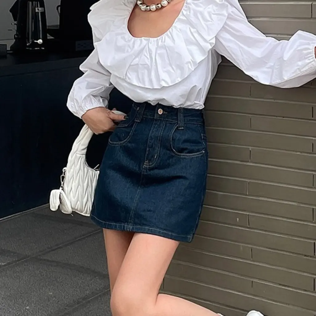 Korean High Waist Slimming Denim Skirt Fashionable Retro Style Anti-walking Sheath Design for Spring And Summer
Korean High Waist Slimming Denim Skirt Fashionable Retro Style Anti-walking Sheath Design for Spring And Summer