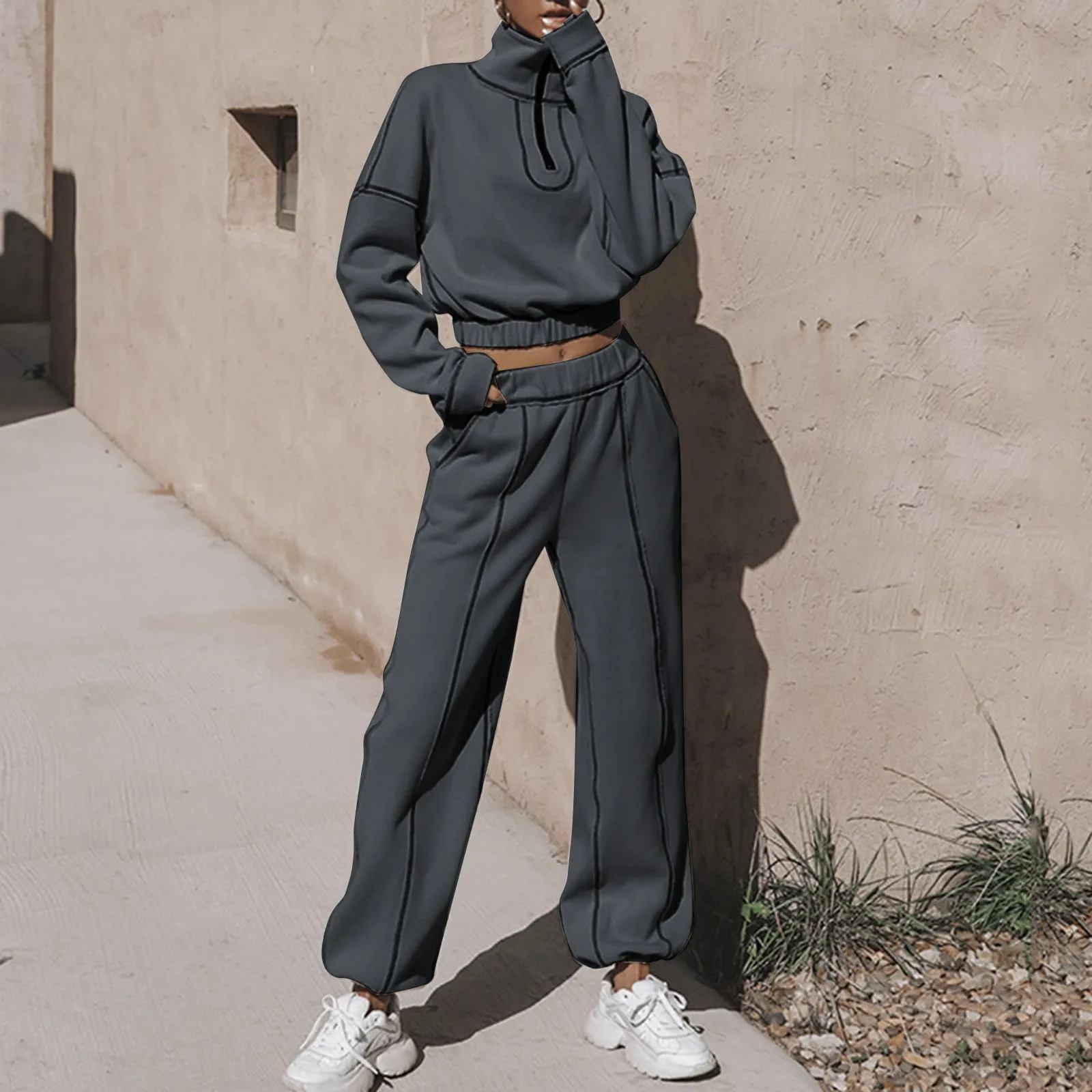 Women's Autumn And Winter New Fashion Sports Sets Casual Zipper Sweater Set Crop Tops And Solid Color Trousers Two Piece Set
Women's Autumn And Winter New Fashion Sports Sets Casual Zipper Sweater Set Crop Tops And Solid Color Trousers Two Piece Set