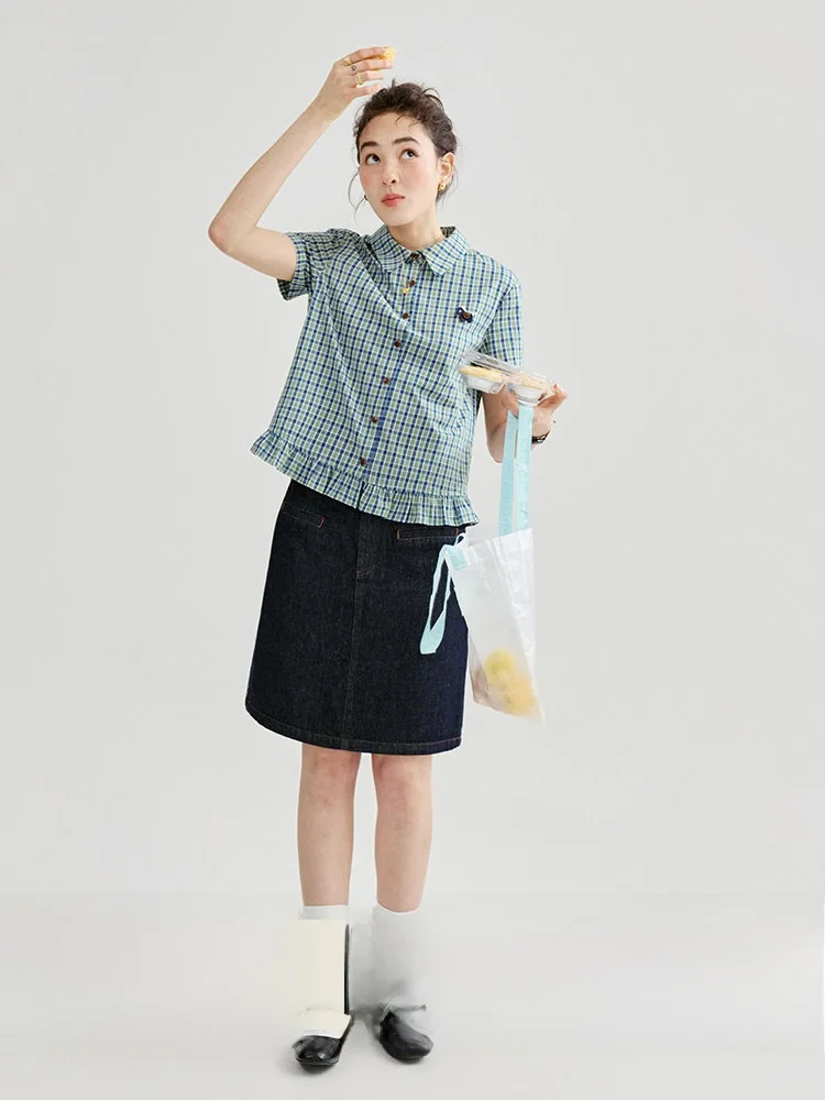 AMUU Original Pure Cotton Short Sleeve Shirt Women's Summer New Style Blue Green Plaid Lace Hem Collar Casual Breathable
AMUU Original Pure Cotton Short Sleeve Shirt Women's Summer New Style Blue Green Plaid Lace Hem Collar Casual Breathable