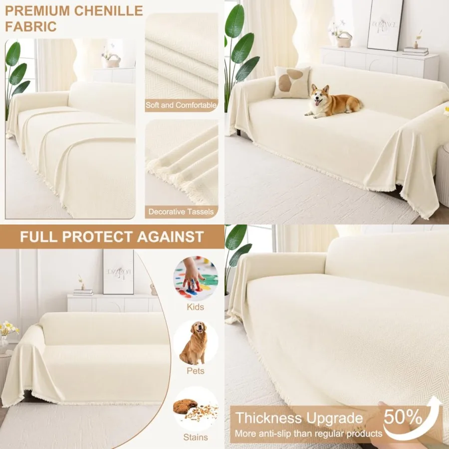 Couch Cover for Dogs, Washable Chenille Sofa Covers for 3 Cushion Couch, Soft Sofa Slipcover for Pets, Thick Sectional Furnitur
Couch Cover for Dogs, Washable Chenille Sofa Covers for 3 Cushion Couch, Soft Sofa Slipcover for Pets, Thick Sectional Furnitur