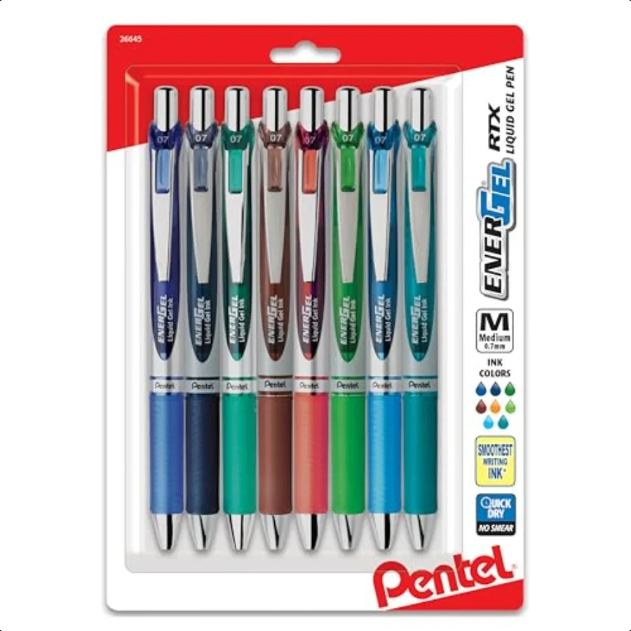 EnerGel RTX Retractable Liquid Gel Pen 0.7mm Metal Tip Medium Line assorted 2 Ink 8Pk (BL77BP8M2)
EnerGel RTX Retractable Liquid Gel Pen 0.7mm Metal Tip Medium Line assorted 2 Ink 8Pk (BL77BP8M2)