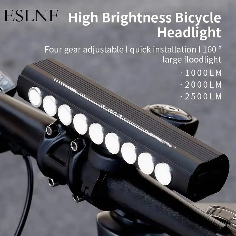 ESLNF 2500 Lumens Waterproof Aluminum Alloy Bicycle Headlight 8000mAh Bike Front Light for Cycling Safety
ESLNF 2500 Lumens Waterproof Aluminum Alloy Bicycle Headlight 8000mAh Bike Front Light for Cycling Safety