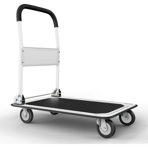 Heavy Duty Foldable Push Cart 330lbs Capacity, Platform Cart with Swivel Wheels, Flat Bed Moving Wagon with Handle, White
Heavy Duty Foldable Push Cart 330lbs Capacity, Platform Cart with Swivel Wheels, Flat Bed Moving Wagon with Handle, White