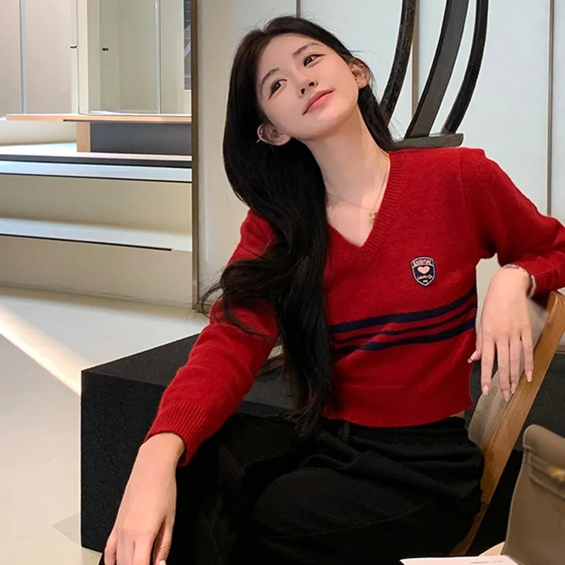 Women's Top V Neck Knitted Preppy Style Casual Sweet Stripe Color Contrast Pullovers
Women's Top V Neck Knitted Preppy Style Casual Sweet Stripe Color Contrast Pullovers