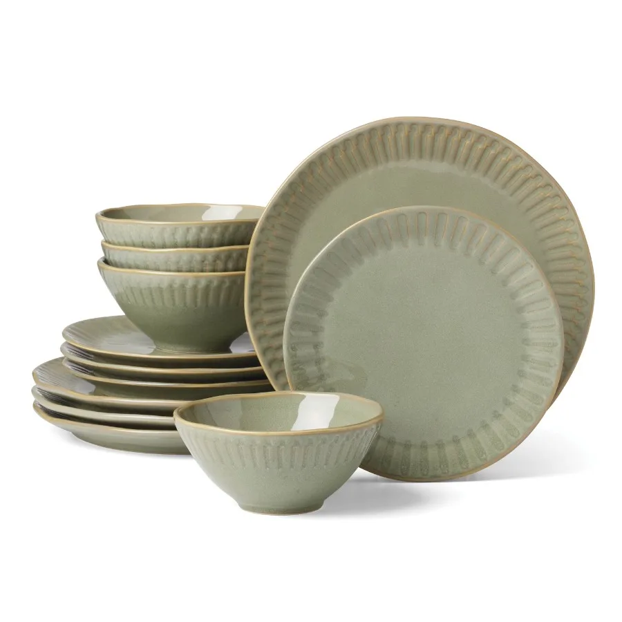 Entertain 365 12-Piece Artisanal Green Stripe Stoneware Tableware Set Service for 4
Entertain 365 12-Piece Artisanal Green Stripe Stoneware Tableware Set Service for 4