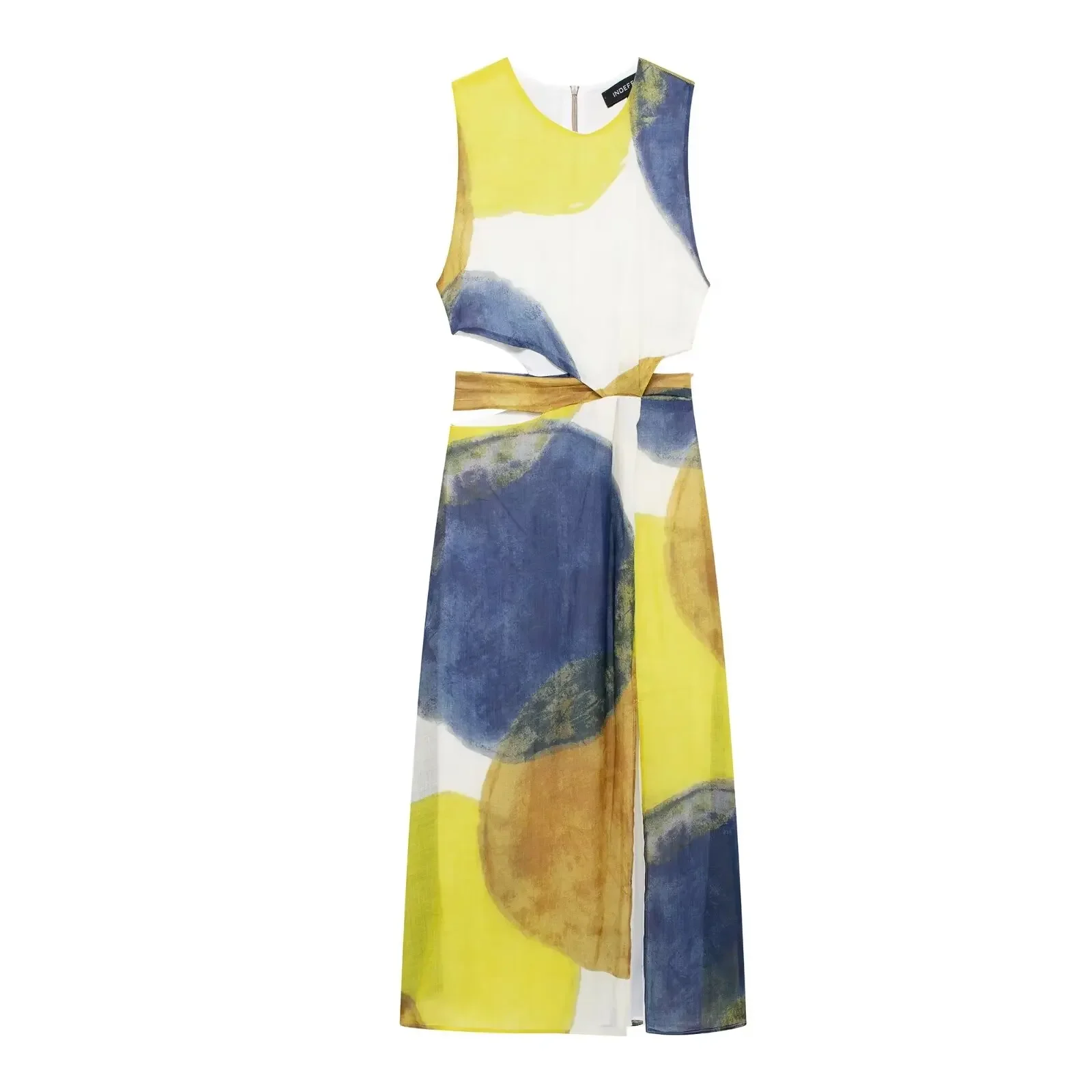 2024 new women's fashionable open design casual print O Neck slit Midi dress retro sleeveless back zipper women's dress Vestidos
2024 new women's fashionable open design casual print O Neck slit Midi dress retro sleeveless back zipper women's dress Vestidos