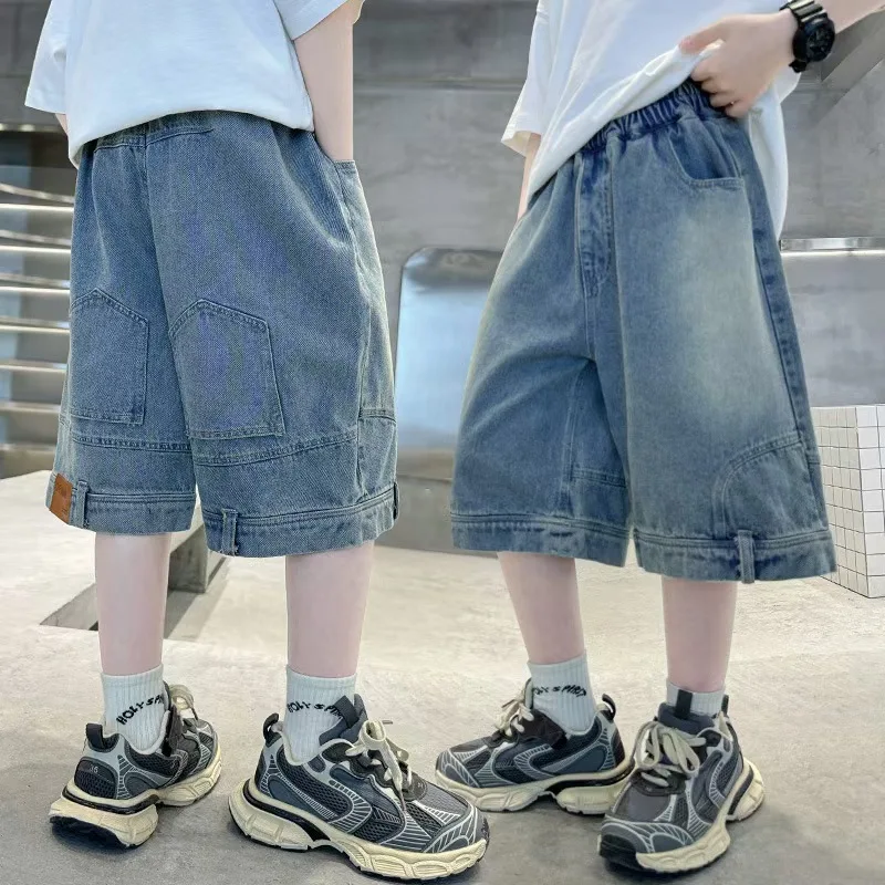 2026 Children Summer Baggy Denim Shorts For Boys Retro Blue Vintage Capri Jeans Teens Kids Casual Loose Cotton Knee Length Pants
2026 Children Summer Baggy Denim Shorts For Boys Retro Blue Vintage Capri Jeans Teens Kids Casual Loose Cotton Knee Length Pants