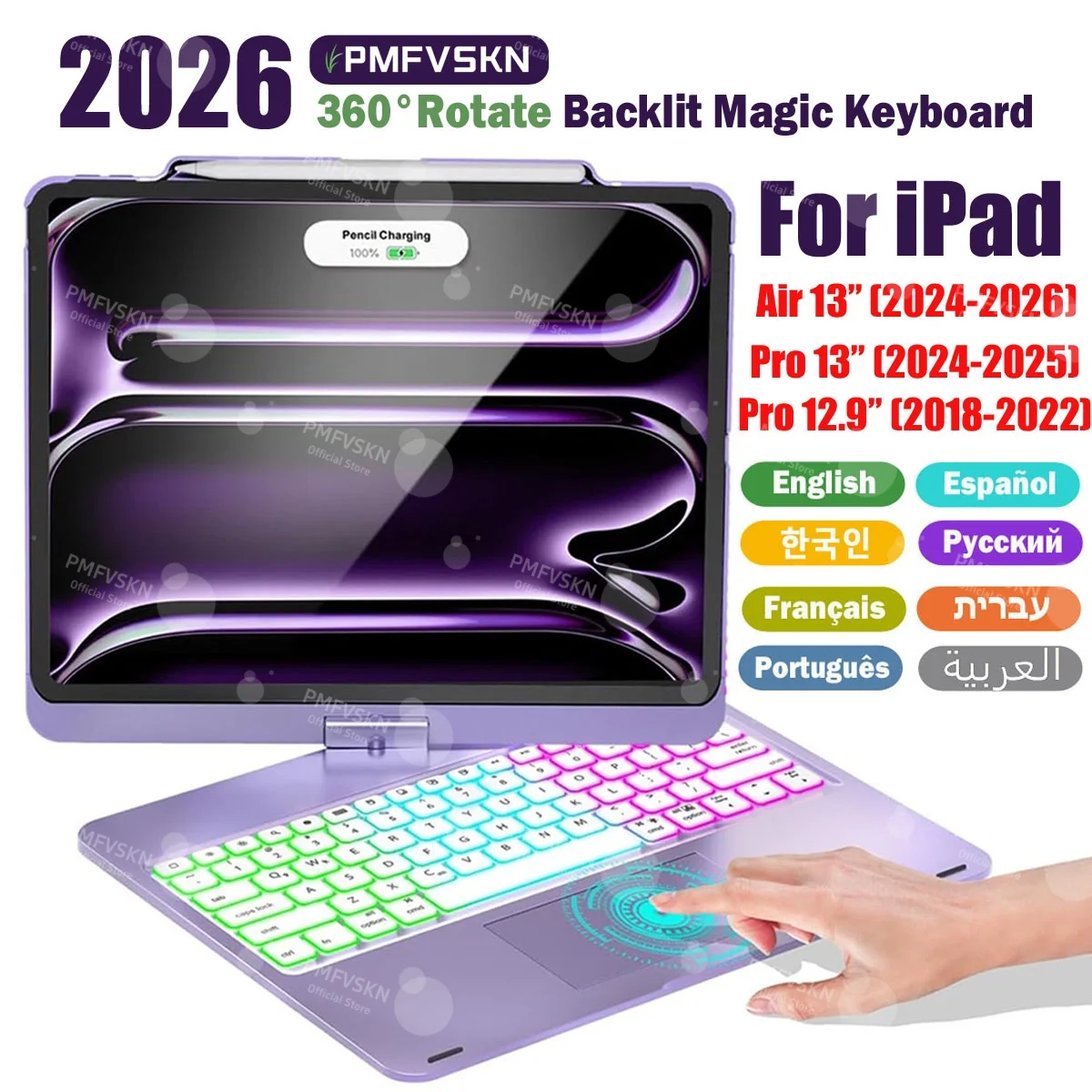 New 360° Rotatable Magic Keyboard Case For iPad Air 13 inch M4 2026 M3 M2 Pro 13 M5 M4 Tablet Cover For iPad Pro 12.9 2018-2022
New 360° Rotatable Magic Keyboard Case For iPad Air 13 inch M4 2026 M3 M2 Pro 13 M5 M4 Tablet Cover For iPad Pro 12.9 2018-2022