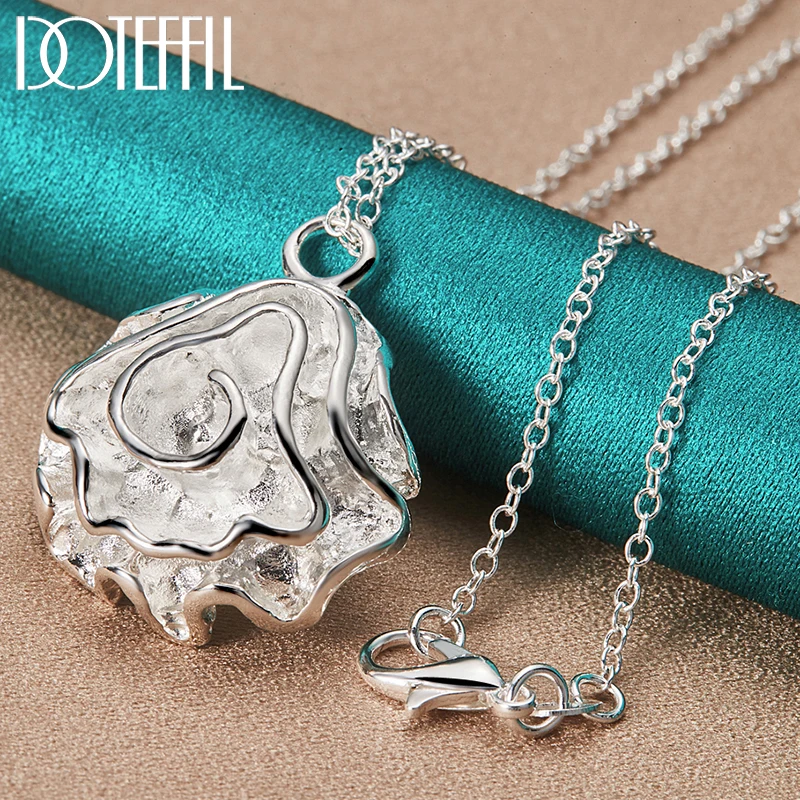 DOTEFFIL 925 Sterling Silver Rose Flower Pendant Necklace 18-30 Inch Chain For Woman Wedding Engagement Party Charm Jewelry
DOTEFFIL 925 Sterling Silver Rose Flower Pendant Necklace 18-30 Inch Chain For Woman Wedding Engagement Party Charm Jewelry