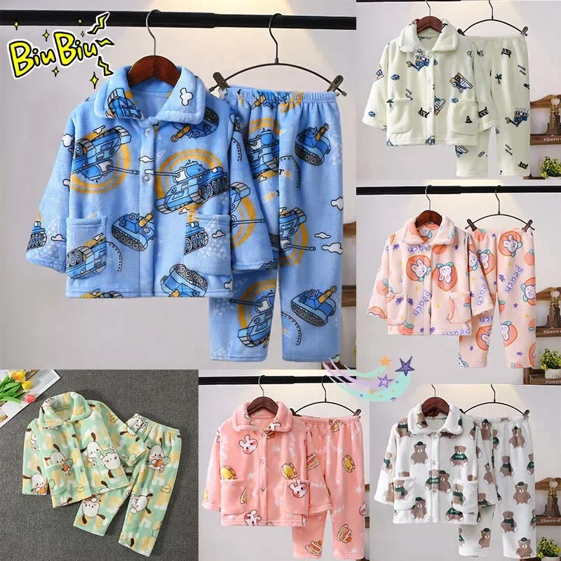 Kawaii Girls Boys Flannel Pajamas Set Cartoon Pattern Cute Car Animal Autumn/Winter Long Sleeve Pants Homewear Children Leisure
Kawaii Girls Boys Flannel Pajamas Set Cartoon Pattern Cute Car Animal Autumn/Winter Long Sleeve Pants Homewear Children Leisure