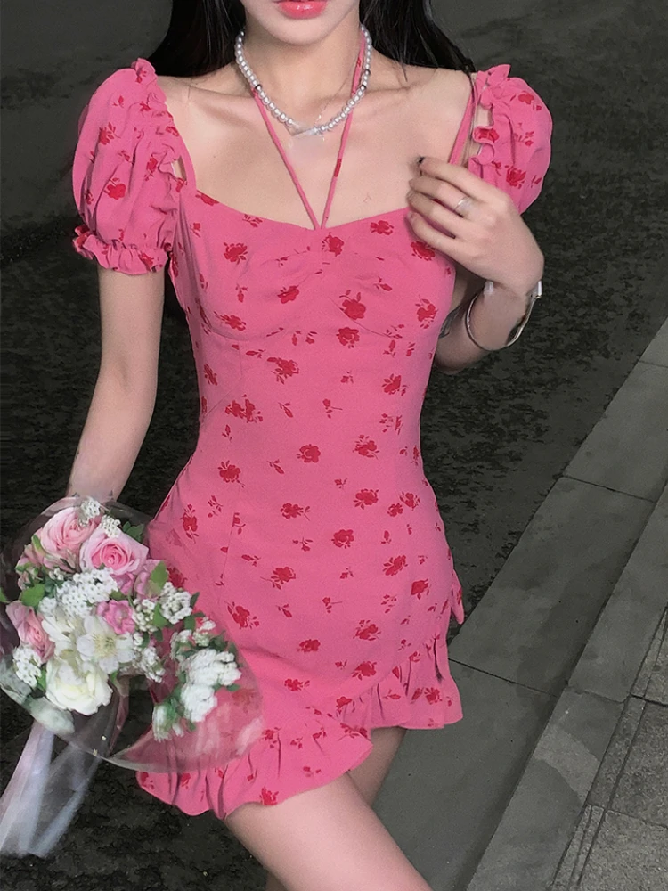 Puff Sleeve Elegant kawaii Dress Women chiffon Print Retro Sweet Mini Dress Female Backless Korean Fashion Sexy cute Dress 2023
Puff Sleeve Elegant kawaii Dress Women chiffon Print Retro Sweet Mini Dress Female Backless Korean Fashion Sexy cute Dress 2023