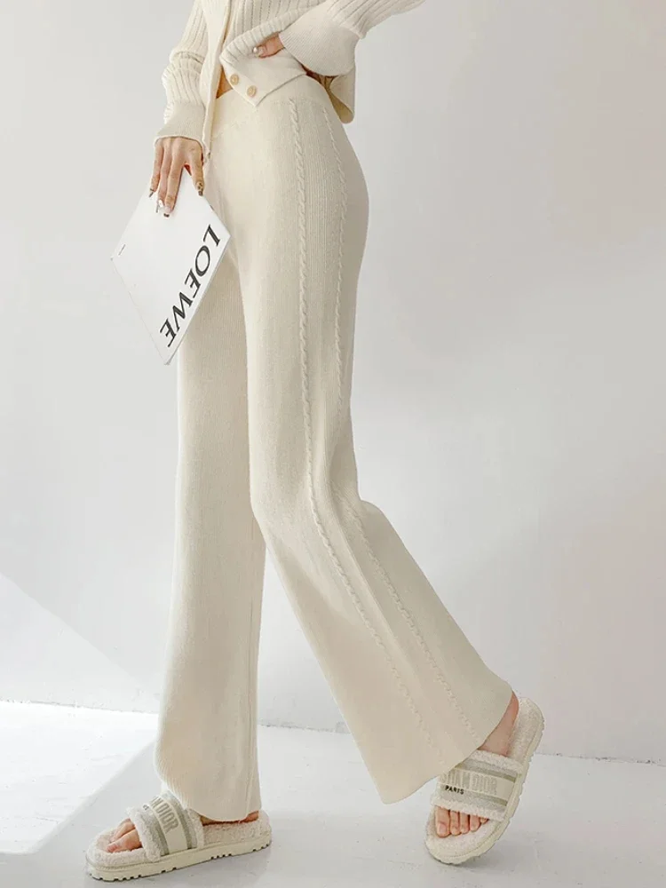 Knitted Women's Pants Korean Fashion High Waist Straight Wide-leg Pants Casual Thick 2025 Autumn/Winter New Ankle-Length Pants
Knitted Women's Pants Korean Fashion High Waist Straight Wide-leg Pants Casual Thick 2025 Autumn/Winter New Ankle-Length Pants