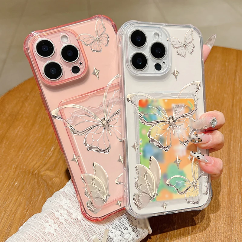 Card Slot Pocket Clear Soft TPU Case For iPhone 17 16 15 14 13 Pro Max 16e 12 Hollow out Butterfly Printed Silicone Phone Cover
Card Slot Pocket Clear Soft TPU Case For iPhone 17 16 15 14 13 Pro Max 16e 12 Hollow out Butterfly Printed Silicone Phone Cover