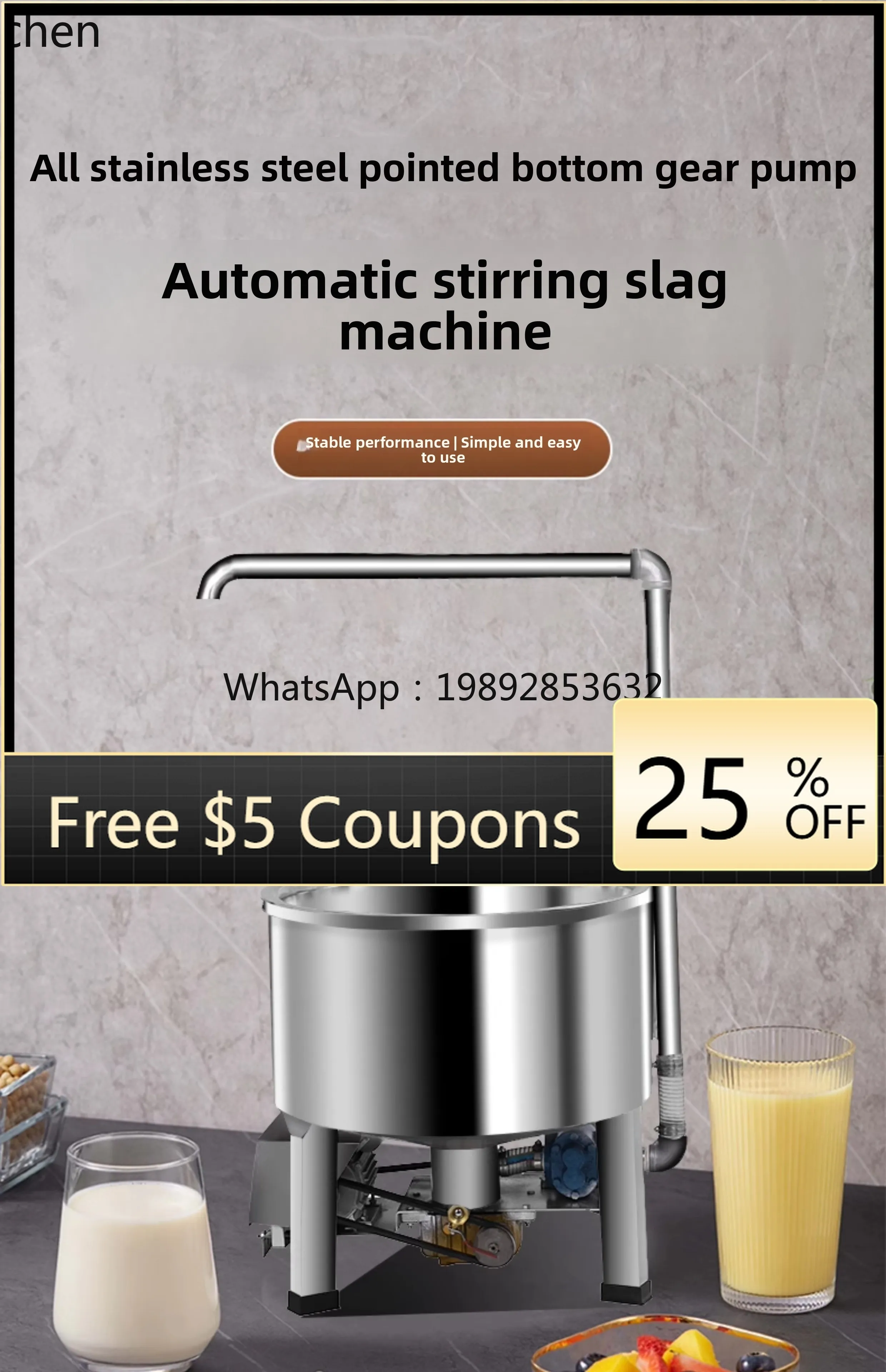 Машина АА Электрическая машина для смешивания фасоли из нержавеющей стали, автоматическая машина для отсасывания шлака Тофу высокой мощности
Машина АА Электрическая машина для смешивания фасоли из нержавеющей стали, автоматическая машина для отсасывания шлака Тофу высокой мощности