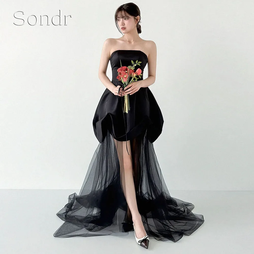 Sondr Customized Black Korean Evening Dresses Strapless Satin and Tulle Korean Wedding Snap Dresses for Bride Long Party Gown
Sondr Customized Black Korean Evening Dresses Strapless Satin and Tulle Korean Wedding Snap Dresses for Bride Long Party Gown
