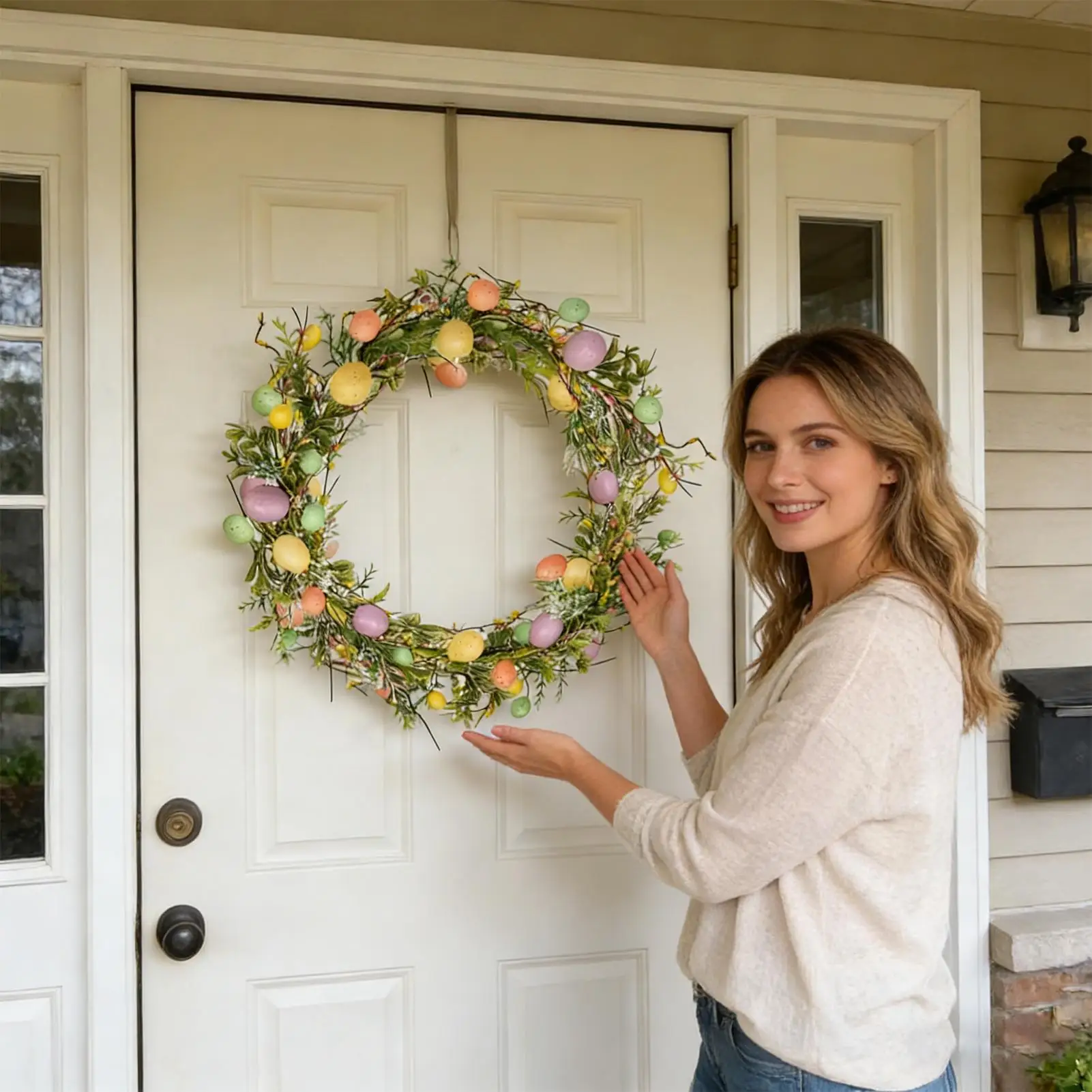 Easter wreath, 70.8-inch Easter egg wreath, decorative fireplace mantel, artificial egg wreath, Easter home kitchen fireplace
Easter wreath, 70.8-inch Easter egg wreath, decorative fireplace mantel, artificial egg wreath, Easter home kitchen fireplace