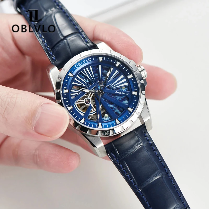 OBLVLO Blue Skeleton Dial Automatic Mechanical Watch Sapphire Glass Super Luminous Men Clock 64 Hours Power Reserve Watches
OBLVLO Blue Skeleton Dial Automatic Mechanical Watch Sapphire Glass Super Luminous Men Clock 64 Hours Power Reserve Watches