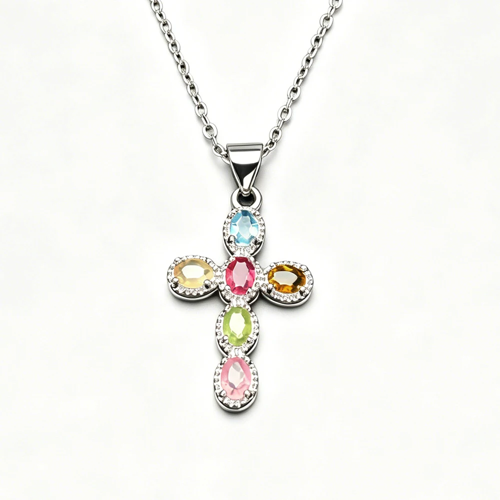 Elegant Natural Tourmaline Cross Pendant Necklace Gemstone Oval 3*4mm Handmade Jewelry for Women Party Brithday Wedding Gift
Elegant Natural Tourmaline Cross Pendant Necklace Gemstone Oval 3*4mm Handmade Jewelry for Women Party Brithday Wedding Gift