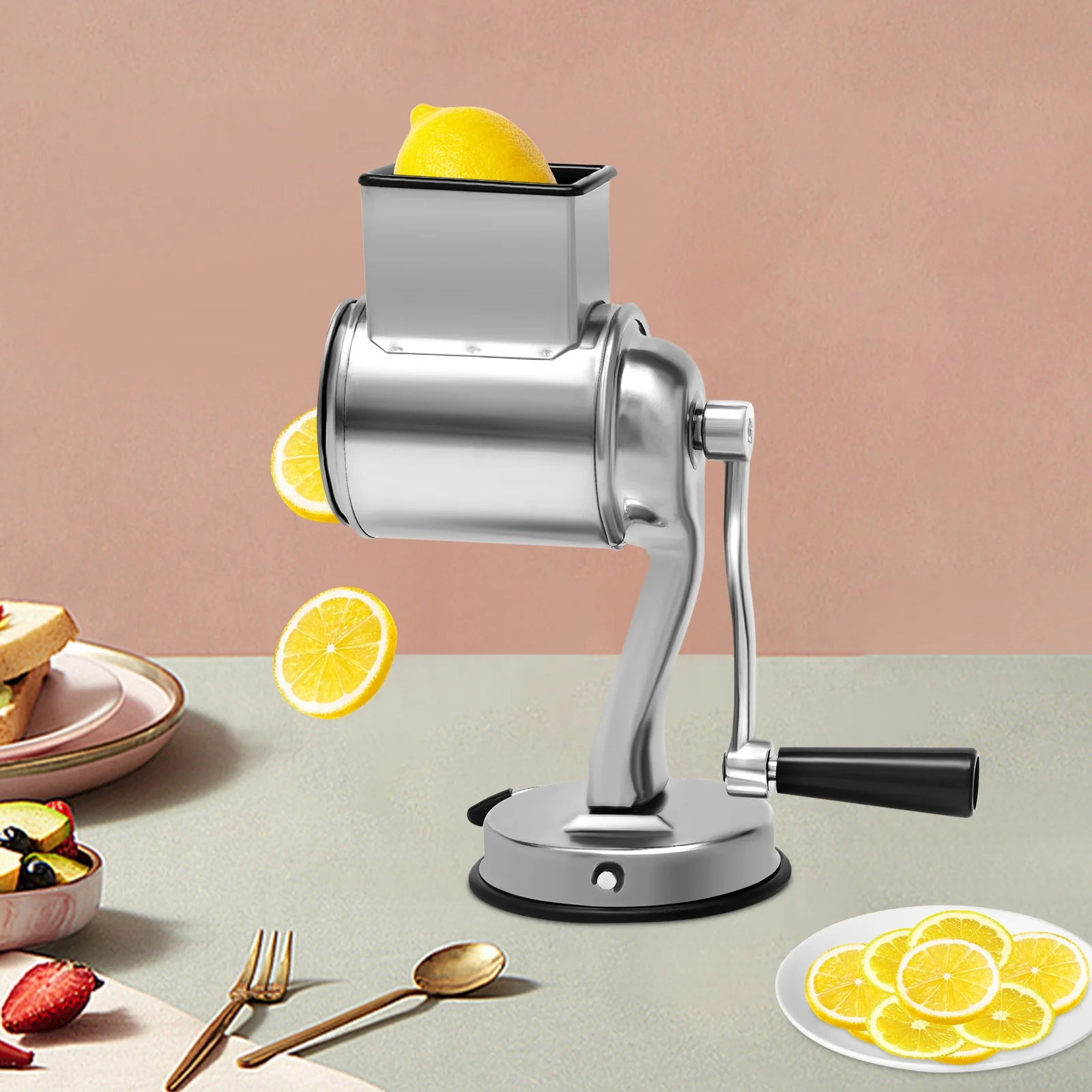 Stainless Steel Rotary Cheese Grater with Strong Suction Base Safe Manual Vegetable Shredder Easy Clean for Home Kitchen Salad Cooking
Stainless Steel Rotary Cheese Grater with Strong Suction Base Safe Manual Vegetable Shredder Easy Clean for Home Kitchen Salad Cooking