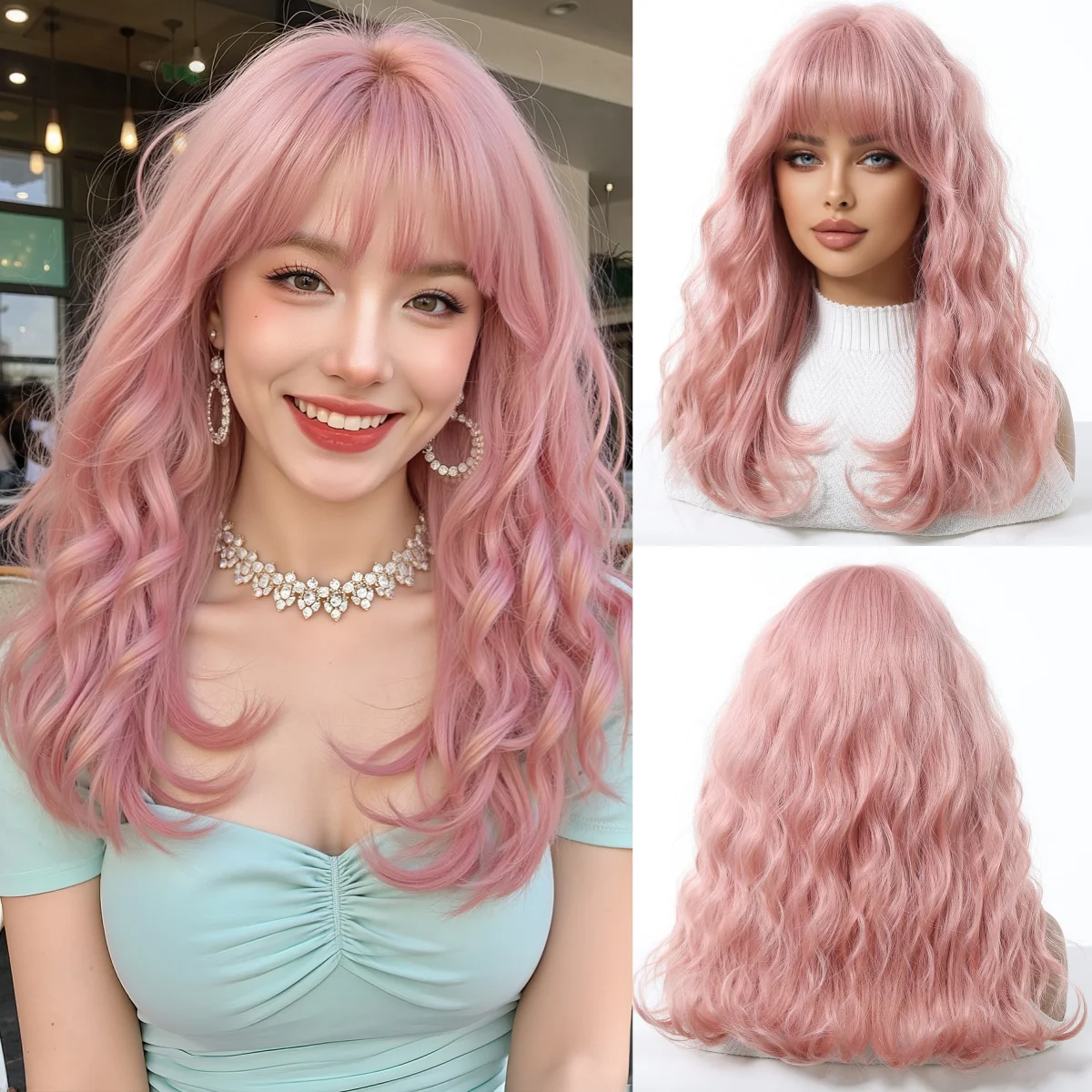 Allbell Magique Pink Synthetic Wig With Bangs For Women Lolita Water Wave Natural Wig Heat Resistant Cosplay Halloween Fake Hair
Allbell Magique Pink Synthetic Wig With Bangs For Women Lolita Water Wave Natural Wig Heat Resistant Cosplay Halloween Fake Hair