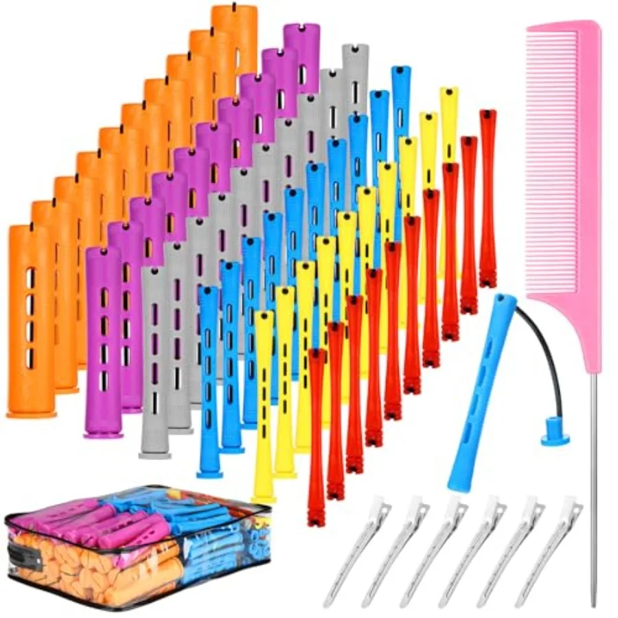 68 Pcs Hair Perm Rods Set - 6 Sizes Plastic Cold Wave Rods with Rat Tail Combs Hair Styling Clips, Perming Rods for Long Short
68 Pcs Hair Perm Rods Set - 6 Sizes Plastic Cold Wave Rods with Rat Tail Combs Hair Styling Clips, Perming Rods for Long Short