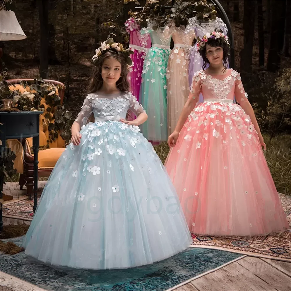 Fashion Fluffy Flower Girl Dresses Girls Birthday Party Half Sleeve For Weddings Tulle Ball Gown Holy Communion Dresses
Fashion Fluffy Flower Girl Dresses Girls Birthday Party Half Sleeve For Weddings Tulle Ball Gown Holy Communion Dresses