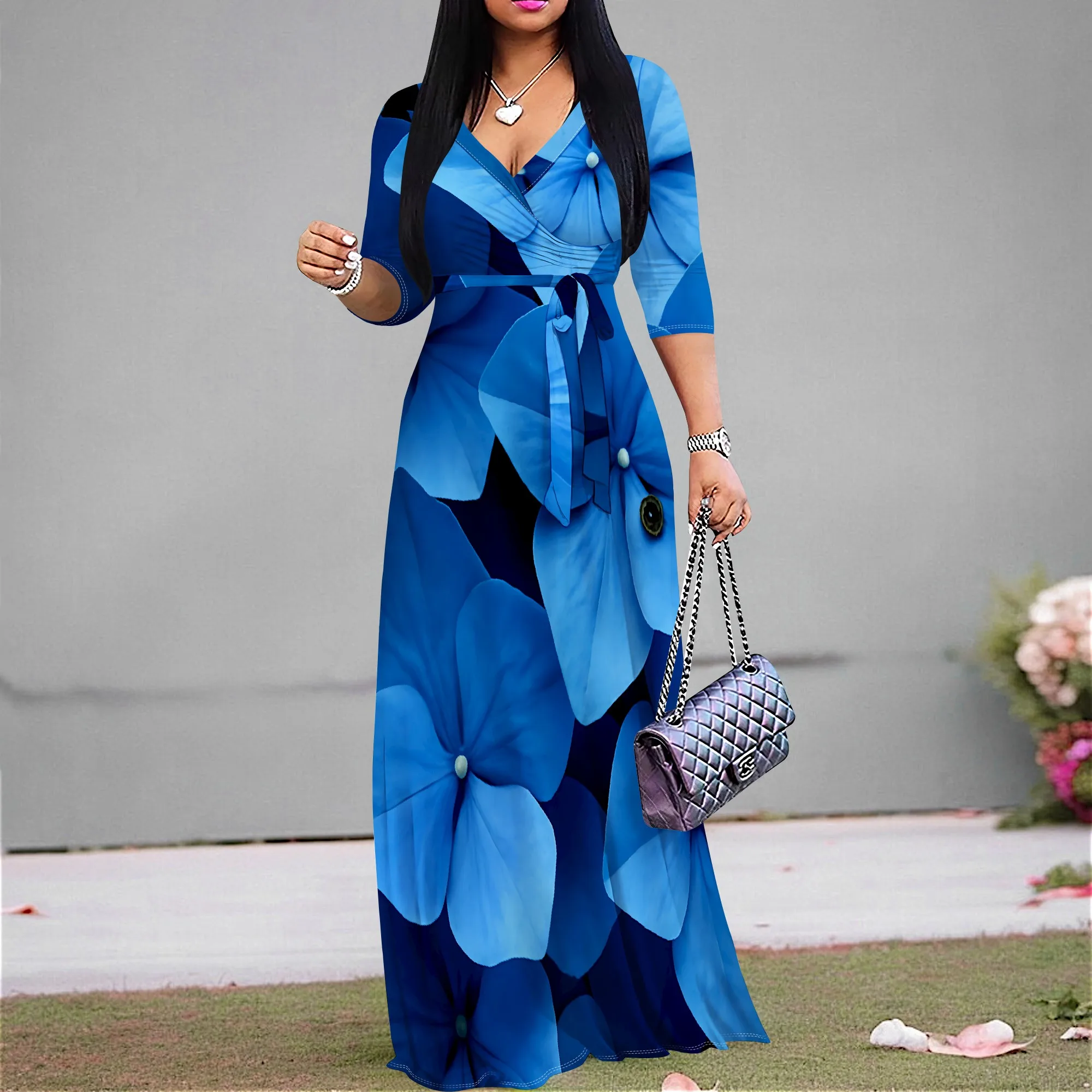 Women's Blue Floral Maxi Dress S-3XL Boho Summer Long Dress V-Neck Belted for Beach Vacation or Garden Party
Women's Blue Floral Maxi Dress S-3XL Boho Summer Long Dress V-Neck Belted for Beach Vacation or Garden Party
