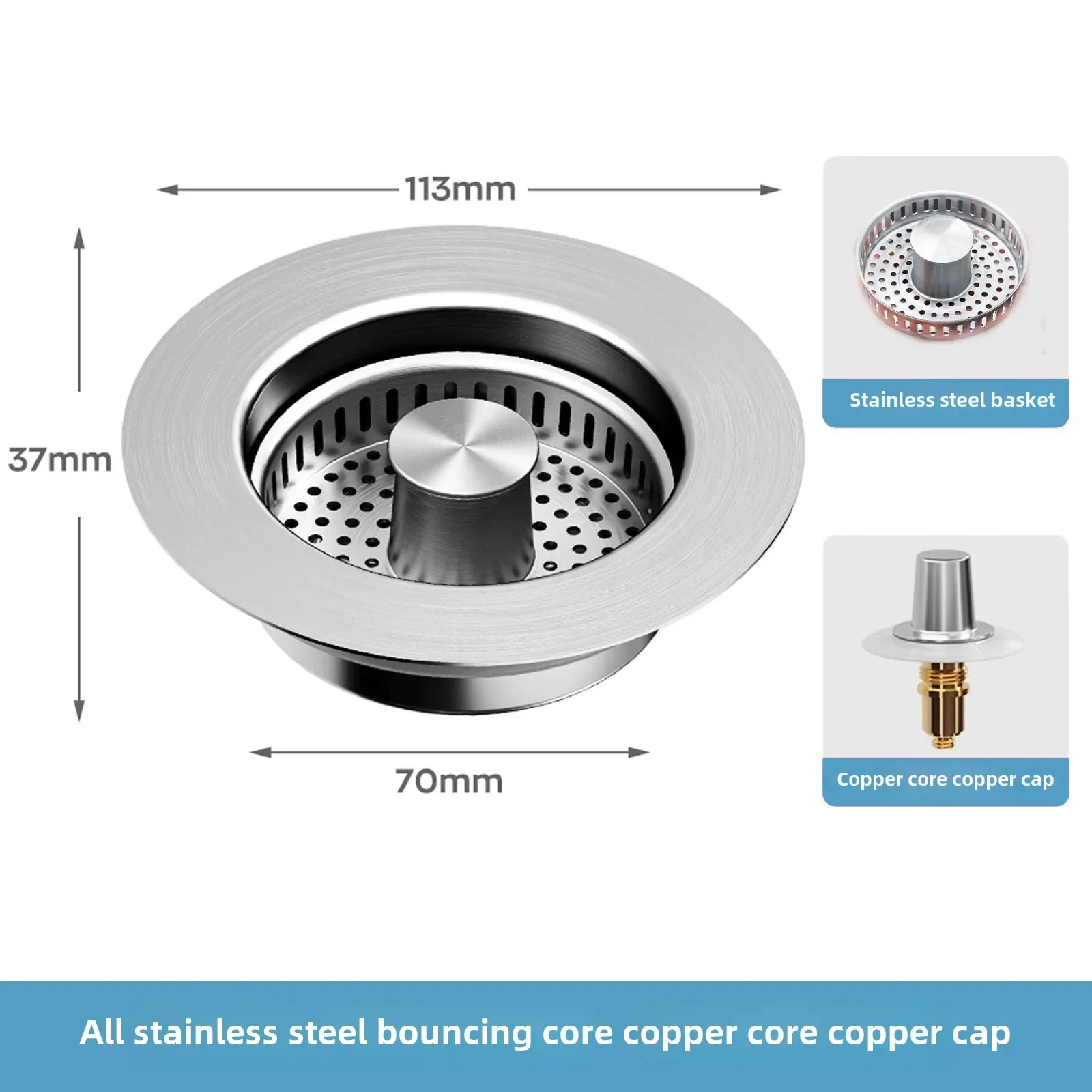 Stainless steel kitchen sink bouncing core leaking plug filter sewer laundry sink vegetable basin basket
Stainless steel kitchen sink bouncing core leaking plug filter sewer laundry sink vegetable basin basket