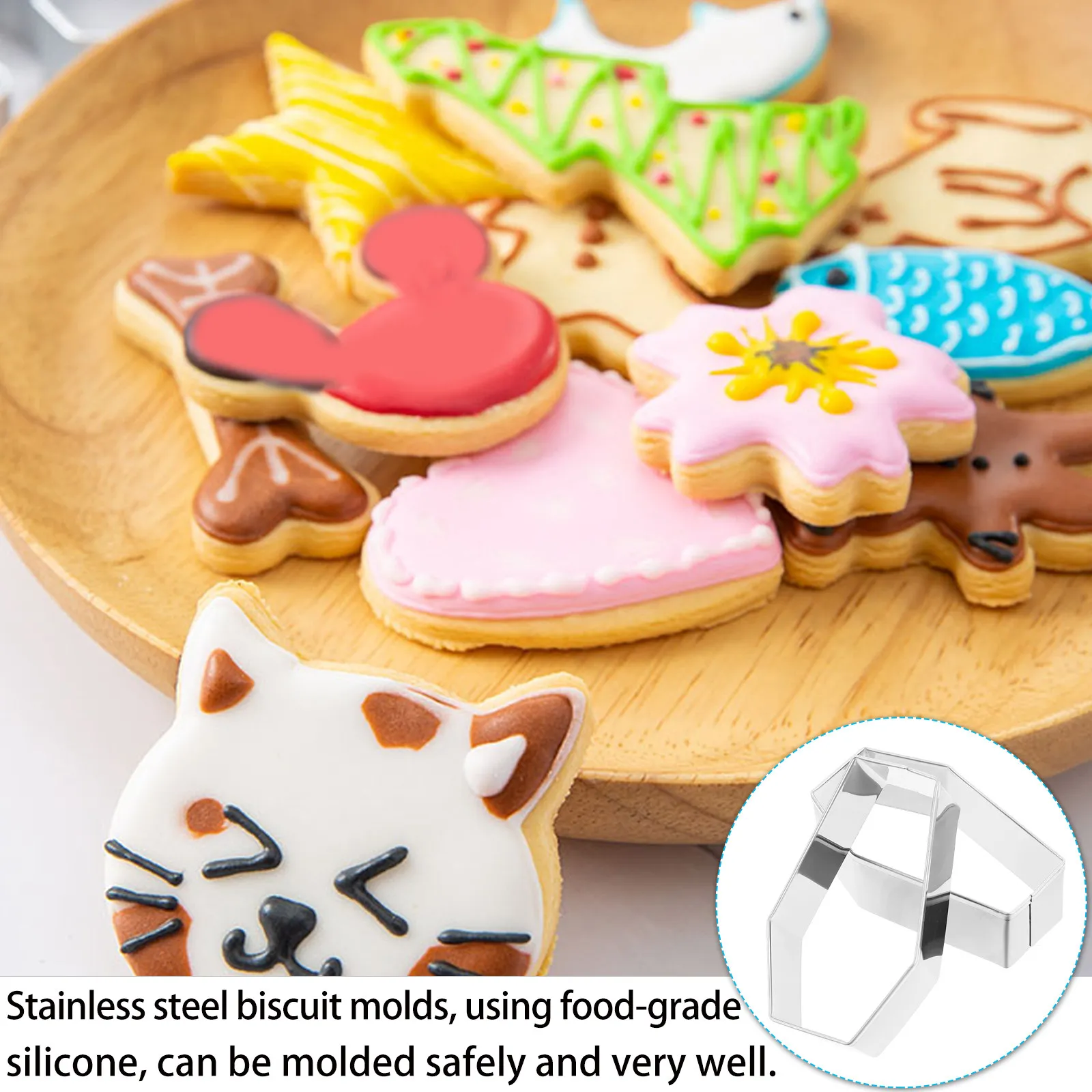 5Pcs Professional Biscuit Baking Mold Stainless Steel Cookie Mold with Silicone Lining Safe for Direct Food Contact Kitchen
5Pcs Professional Biscuit Baking Mold Stainless Steel Cookie Mold with Silicone Lining Safe for Direct Food Contact Kitchen