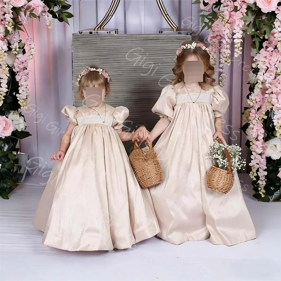 Champagne Flower Girl Dress for Wedding Kids High Waist Puff Sleeves Party Ball Gown Pleated Satin Holy Communion Dress Custom
Champagne Flower Girl Dress for Wedding Kids High Waist Puff Sleeves Party Ball Gown Pleated Satin Holy Communion Dress Custom
