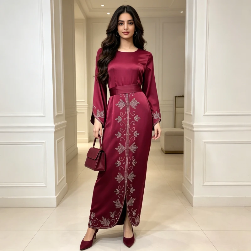 Eid Muslim Dress Women Satin Jalabiya Abaya Split Hem Morocco Party Dresses Ramadan Diamond Kaftan Robe Longue Vestidos Largos
Eid Muslim Dress Women Satin Jalabiya Abaya Split Hem Morocco Party Dresses Ramadan Diamond Kaftan Robe Longue Vestidos Largos