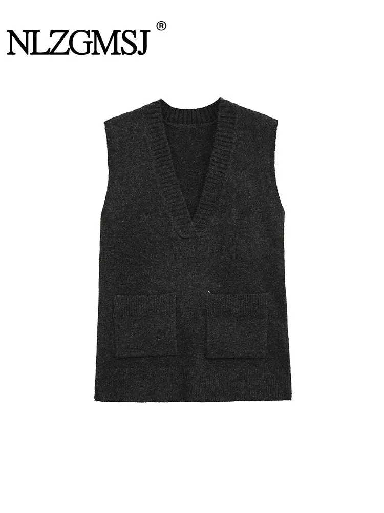 NLZGMSJ 2025 женский карманный декоративный жилет шикарный повседневный вязаный свитер жилеты для женщин пуловер без рукавов трикотаж жилет
NLZGMSJ 2025 женский карманный декоративный жилет шикарный повседневный вязаный свитер жилеты для женщин пуловер без рукавов трикотаж жилет