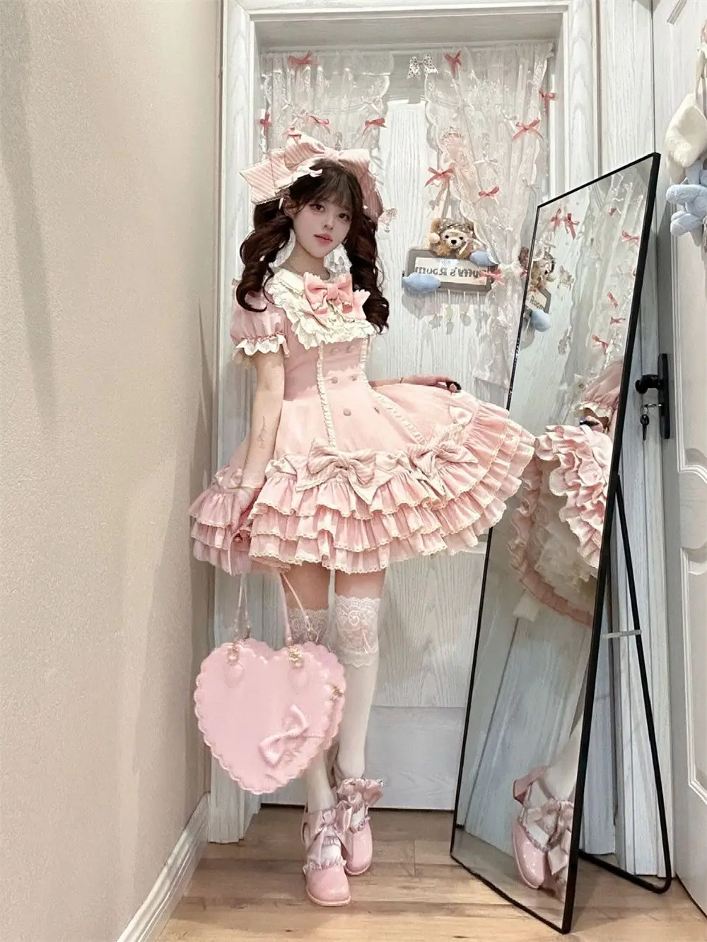 Japanese College Style Design Bow Button Lolita Dresses Summer New Small Cake Dress Women
Japanese College Style Design Bow Button Lolita Dresses Summer New Small Cake Dress Women