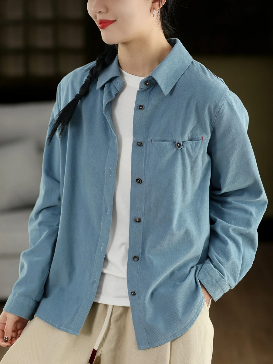 Ретро-топ из 100% хлопка с длинным рукавом, отложным воротником, облегающий, вельветовый, повседневный, свободного кроя, женский модный топ
Ретро-топ из 100% хлопка с длинным рукавом, отложным воротником, облегающий, вельветовый, повседневный, свободного кроя, женский модный топ