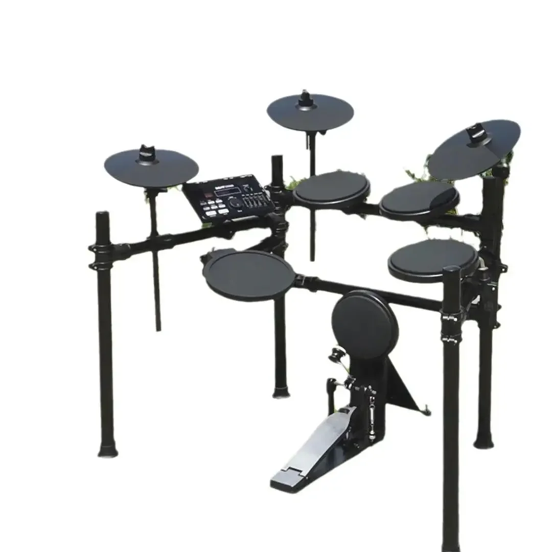 Professional Home Practice Performance Teaching Foldable Electronic Drum Set Built-in Battery Full-Screen Design Cowhide Drum