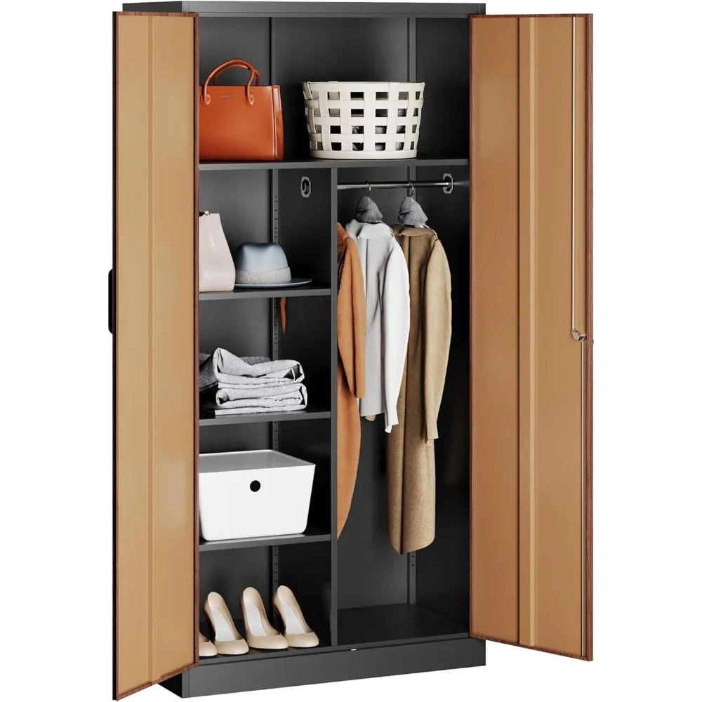 Metal Wardrobe Cabinet with Lock,72" Armoire Closet with Hanging Rod,Lockable Storage Locker,Storage Cabinet with Locking Doors,
Metal Wardrobe Cabinet with Lock,72" Armoire Closet with Hanging Rod,Lockable Storage Locker,Storage Cabinet with Locking Doors,