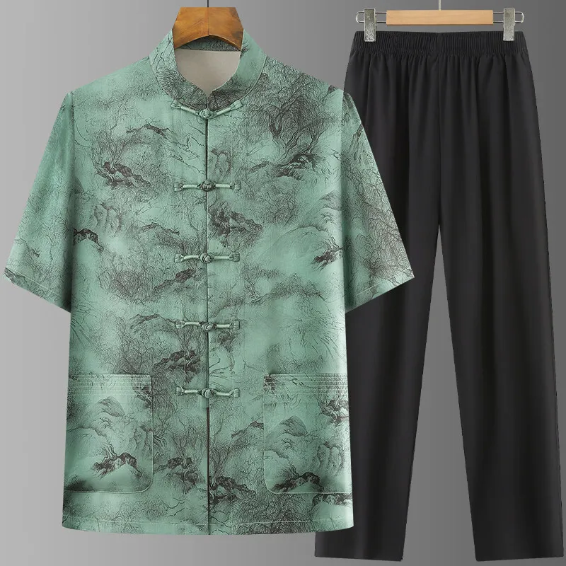 (Shirt + trousers) 2025 summer Men's Casual Sets Man Two-piece set shirts men's casual Chinese Tang Clothing shirts M-4XL
(Shirt + trousers) 2025 summer Men's Casual Sets Man Two-piece set shirts men's casual Chinese Tang Clothing shirts M-4XL