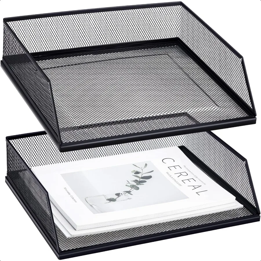 Hicarer 2 Pcs Black Metal Letter Tray Stackable Desk Tray Single Wire Mesh Organizer Front Load File Paper Holder for Desktop O
Hicarer 2 Pcs Black Metal Letter Tray Stackable Desk Tray Single Wire Mesh Organizer Front Load File Paper Holder for Desktop O