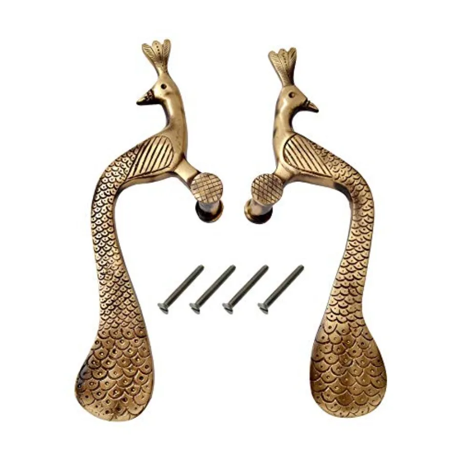 - Designer Pair of Brass Door Handles 2 pcs Handle-Sets Door Decor Brass Door Pulls - Peacock Shaped (10" Inches)
- Designer Pair of Brass Door Handles 2 pcs Handle-Sets Door Decor Brass Door Pulls - Peacock Shaped (10" Inches)