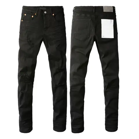 Jeans déchirés en détresse pour hommes - Pantalon en denim skinny taille basse