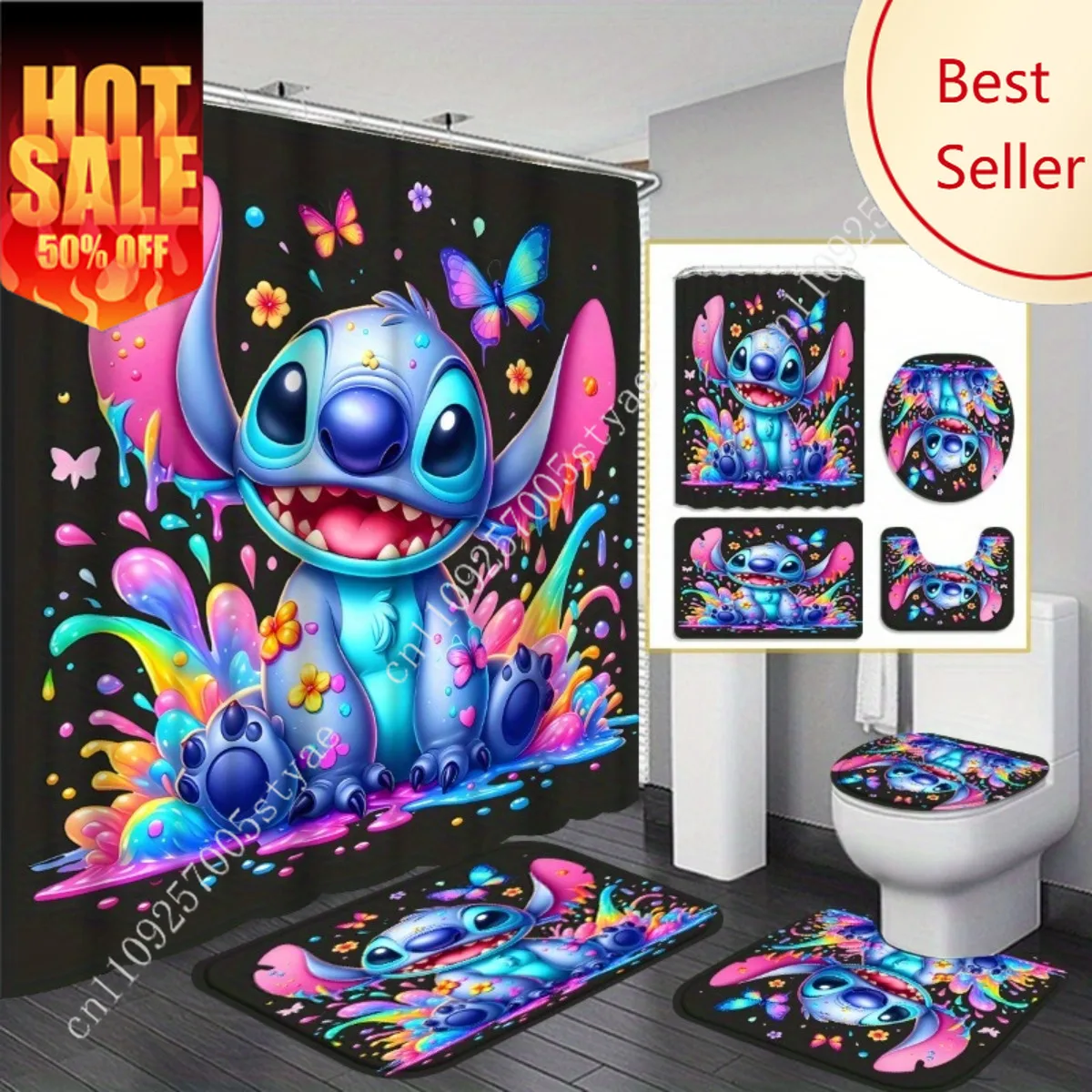 Stitch Shower Curtain Set Disney Cartoon Decoration Gifts Floor Mats Toilet Seat Cover Shower Curtain Shower Curtain 4pcs
Stitch Shower Curtain Set Disney Cartoon Decoration Gifts Floor Mats Toilet Seat Cover Shower Curtain Shower Curtain 4pcs