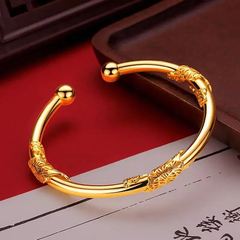 Womens 18K Acacia Rattan Pair of Pearl Gold Bracelets AU750 Bright Gold Fugui Brocade Open with Free Shipping and Certificate
Womens 18K Acacia Rattan Pair of Pearl Gold Bracelets AU750 Bright Gold Fugui Brocade Open with Free Shipping and Certificate