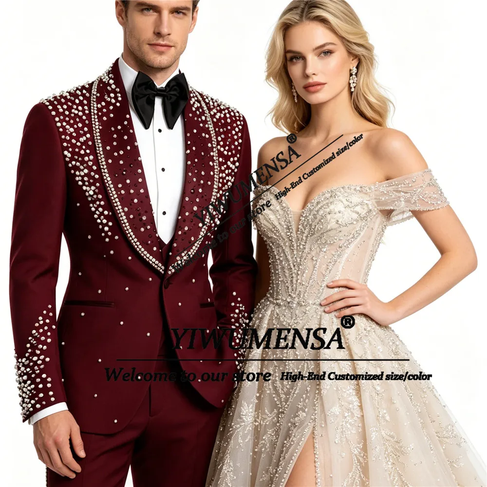 Luxury Pearl Beading Men's Suit Formal Party Tuxedo Single-Breasted Prom Blazers Customized Groom Outfits Wedding Masculino 2026
Luxury Pearl Beading Men's Suit Formal Party Tuxedo Single-Breasted Prom Blazers Customized Groom Outfits Wedding Masculino 2026