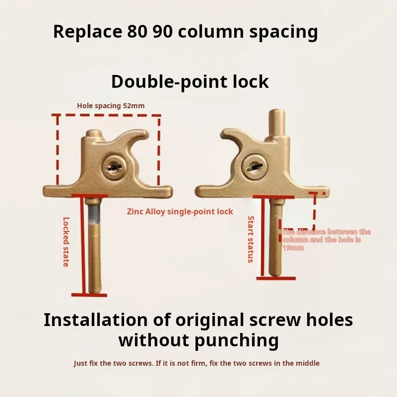 New Zinc Alloy Single Point Lock Replacement Old Style 85 90mm Double Point Lock Diamond Screen Lock Accessories
New Zinc Alloy Single Point Lock Replacement Old Style 85 90mm Double Point Lock Diamond Screen Lock Accessories