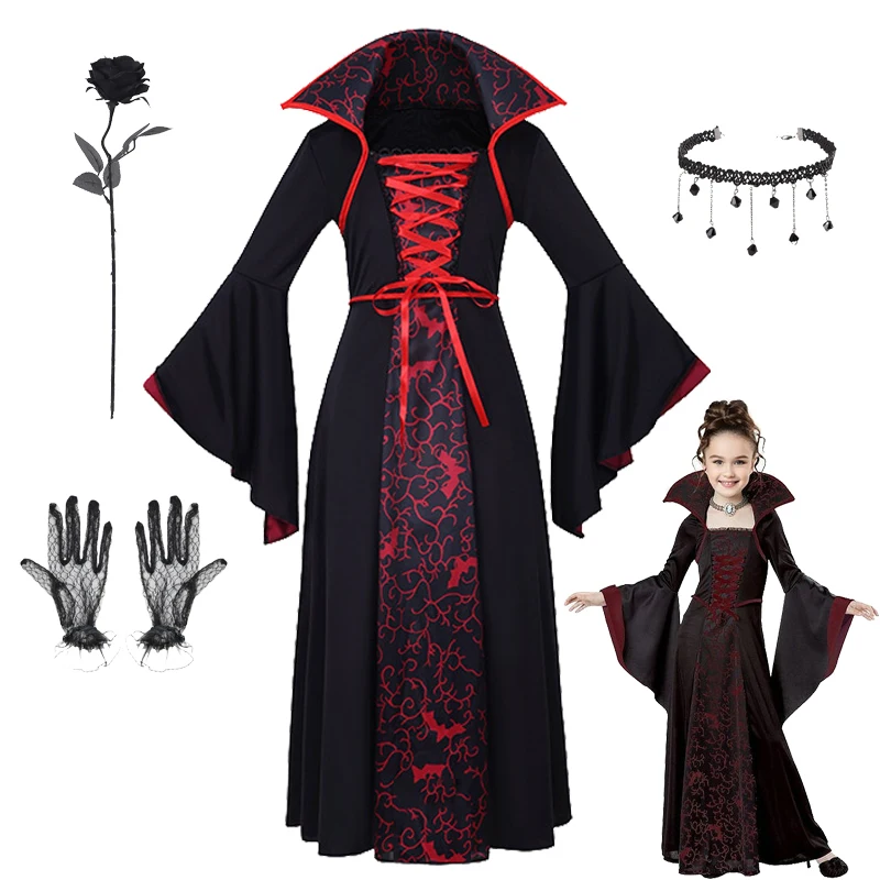 2-12T Halloween Costumes for Girls Witch Vampire Cosplay Dress Children's Gothic Skull Rose Sundress Carnival Party Clothes
2-12T Halloween Costumes for Girls Witch Vampire Cosplay Dress Children's Gothic Skull Rose Sundress Carnival Party Clothes