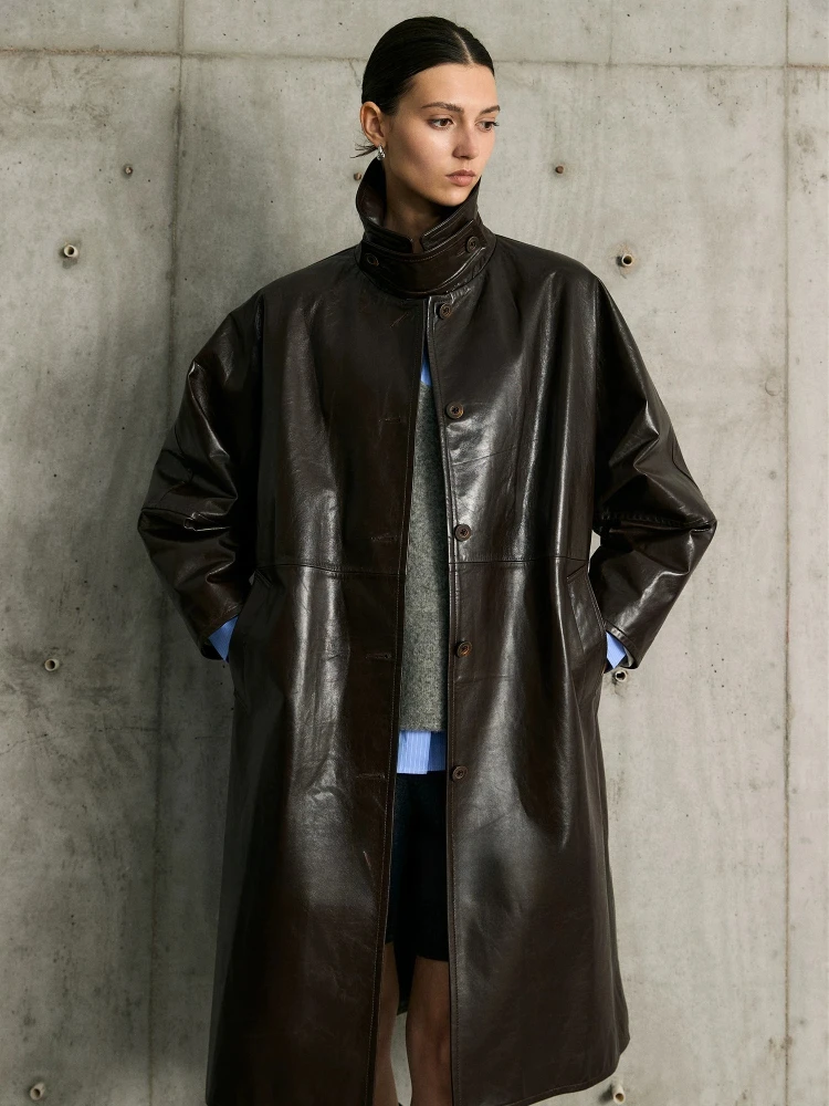 High Luxury Sheepskin Top Coat Women Layer Vegetable Tanned Oil Wax Lapel Buckle Mid-Long Natural Leather Jacket casaco mujer
High Luxury Sheepskin Top Coat Women Layer Vegetable Tanned Oil Wax Lapel Buckle Mid-Long Natural Leather Jacket casaco mujer