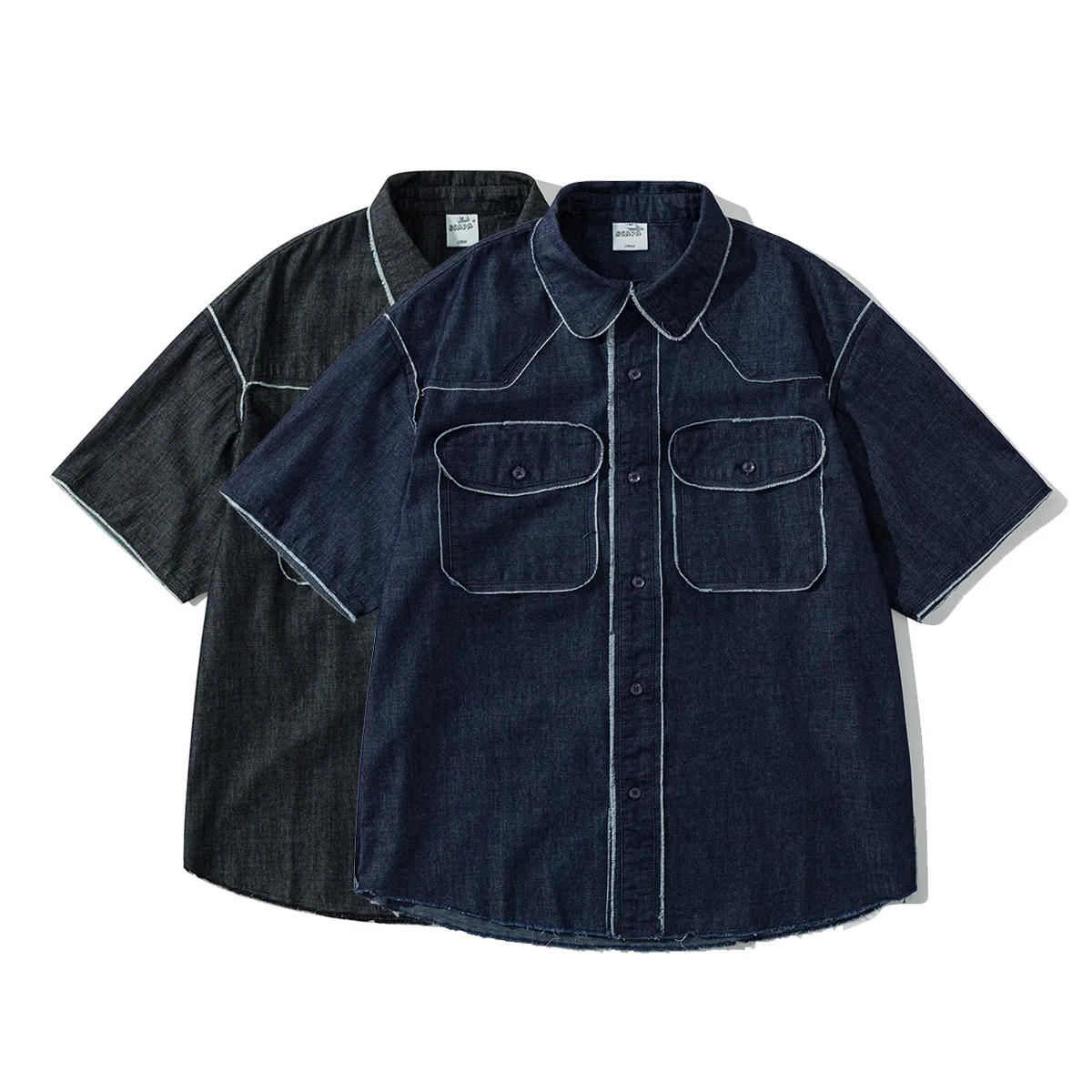 Summer Retro Short Sleeve Denim Shirt Men's Streetwear Fashion Loose Casual Tassels Edge Jeans Cargo Shirts Cityboy Blouses
Summer Retro Short Sleeve Denim Shirt Men's Streetwear Fashion Loose Casual Tassels Edge Jeans Cargo Shirts Cityboy Blouses
